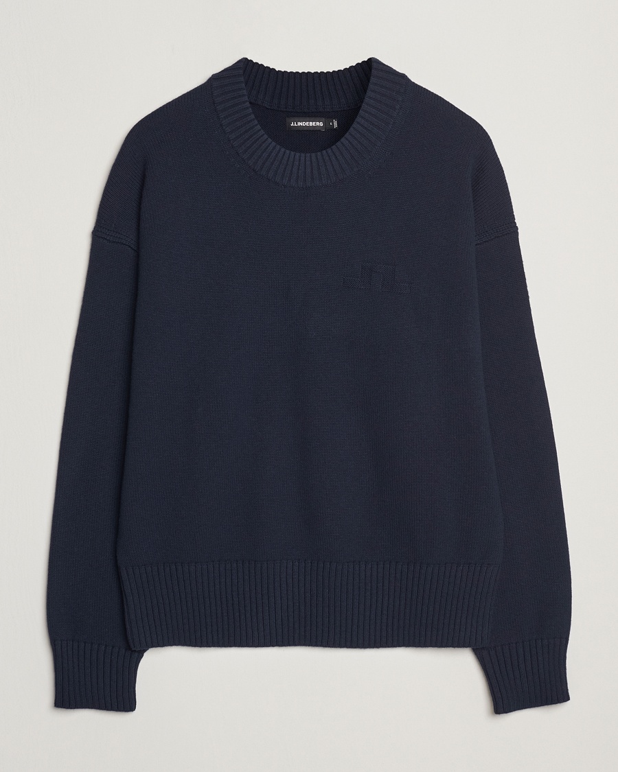 Herren | J.Lindeberg | J.Lindeberg | Eddy Cotton/Wool Crewneck Navy