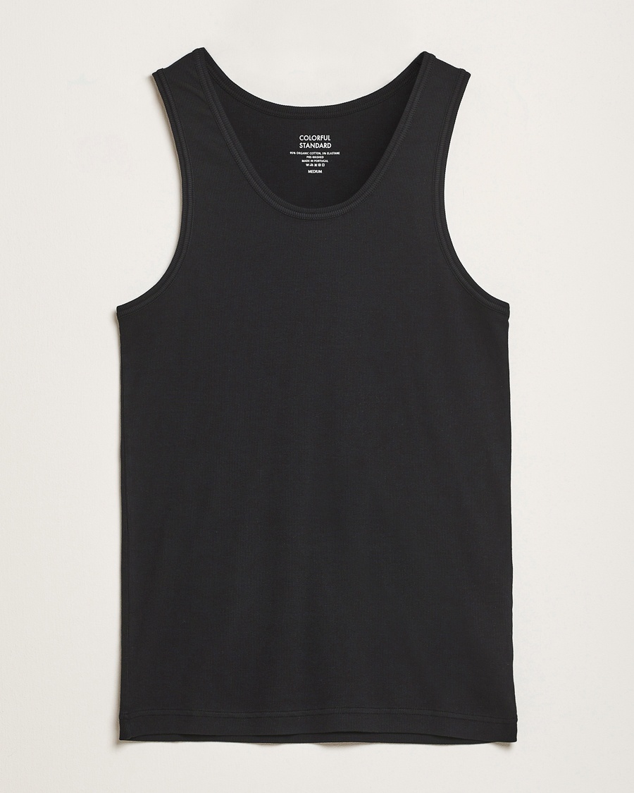 Colorful Standard Organic Rib Tank Top Deep Black – Schwarz