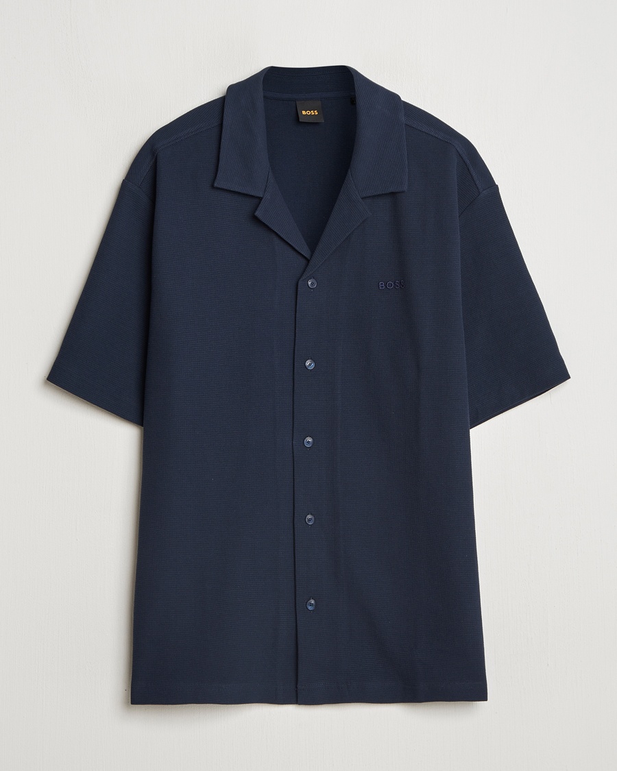 Herren | | BOSS ORANGE | Waffle Short Sleeve Shirt Dark Blue