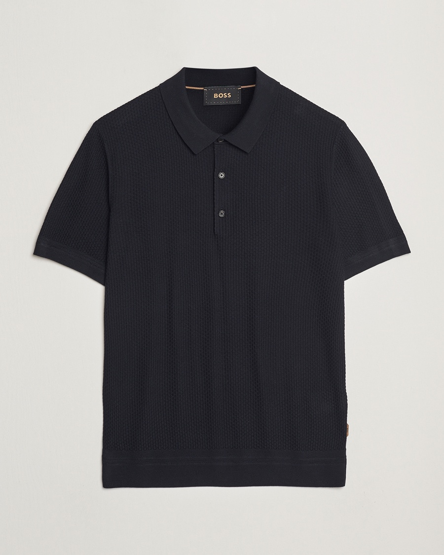 Herren | Poloshirt | BOSS CAMEL | Jeffrey Silk Knitted Polo Dark Blue