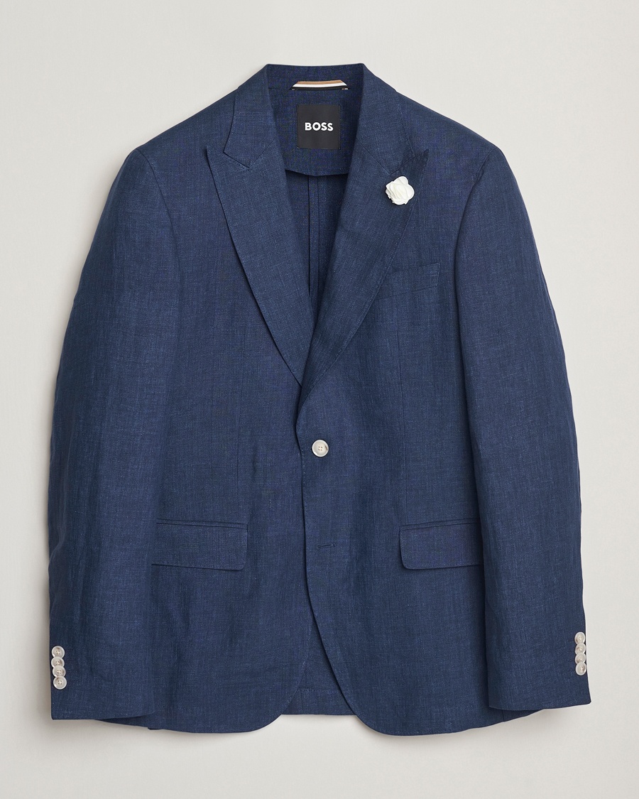 Herren | BOSS BLACK | BOSS BLACK | Huge Linen Peak Lapel Blazer Dark Blue