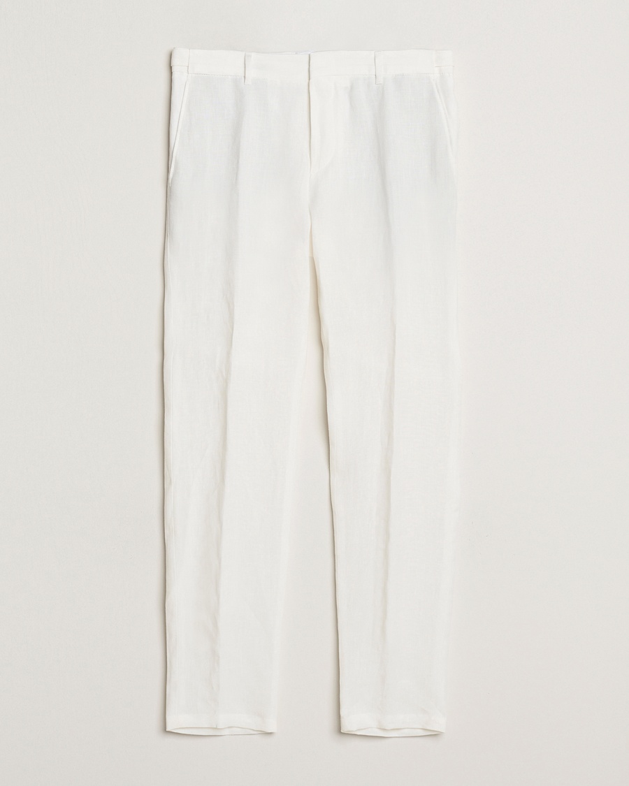 Herren | Kleidung | BOSS BLACK | Genius Pleated Linen Trousers White