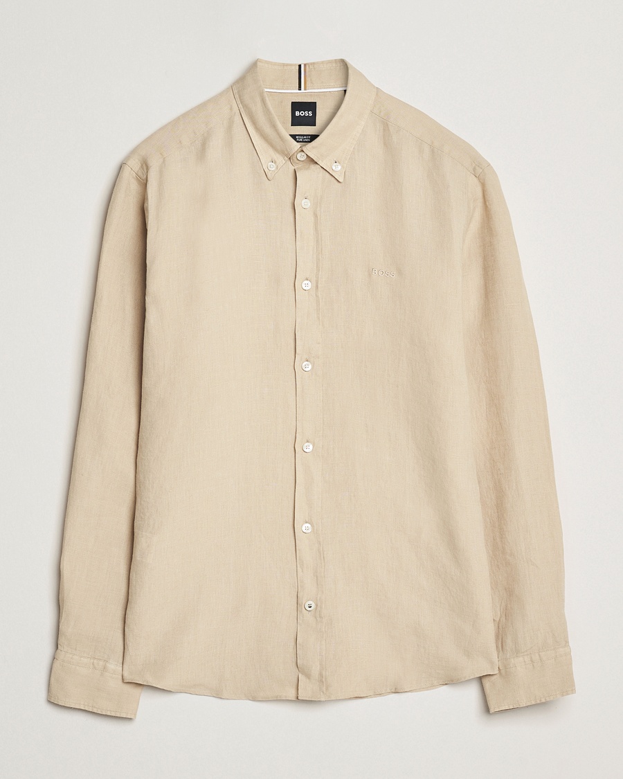 Herren | Smart Casual | BOSS BLACK | Liam Linen Shirt Light Beige