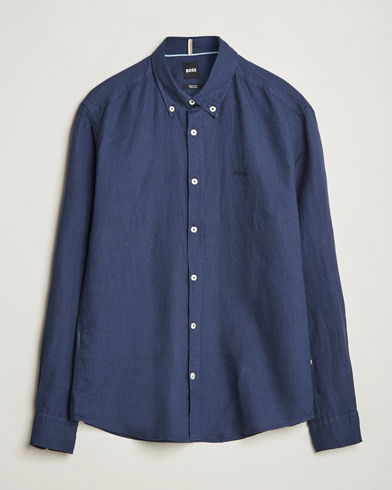 Herren | Smart Casual | BOSS BLACK | Liam Linen Shirt Dark Blue