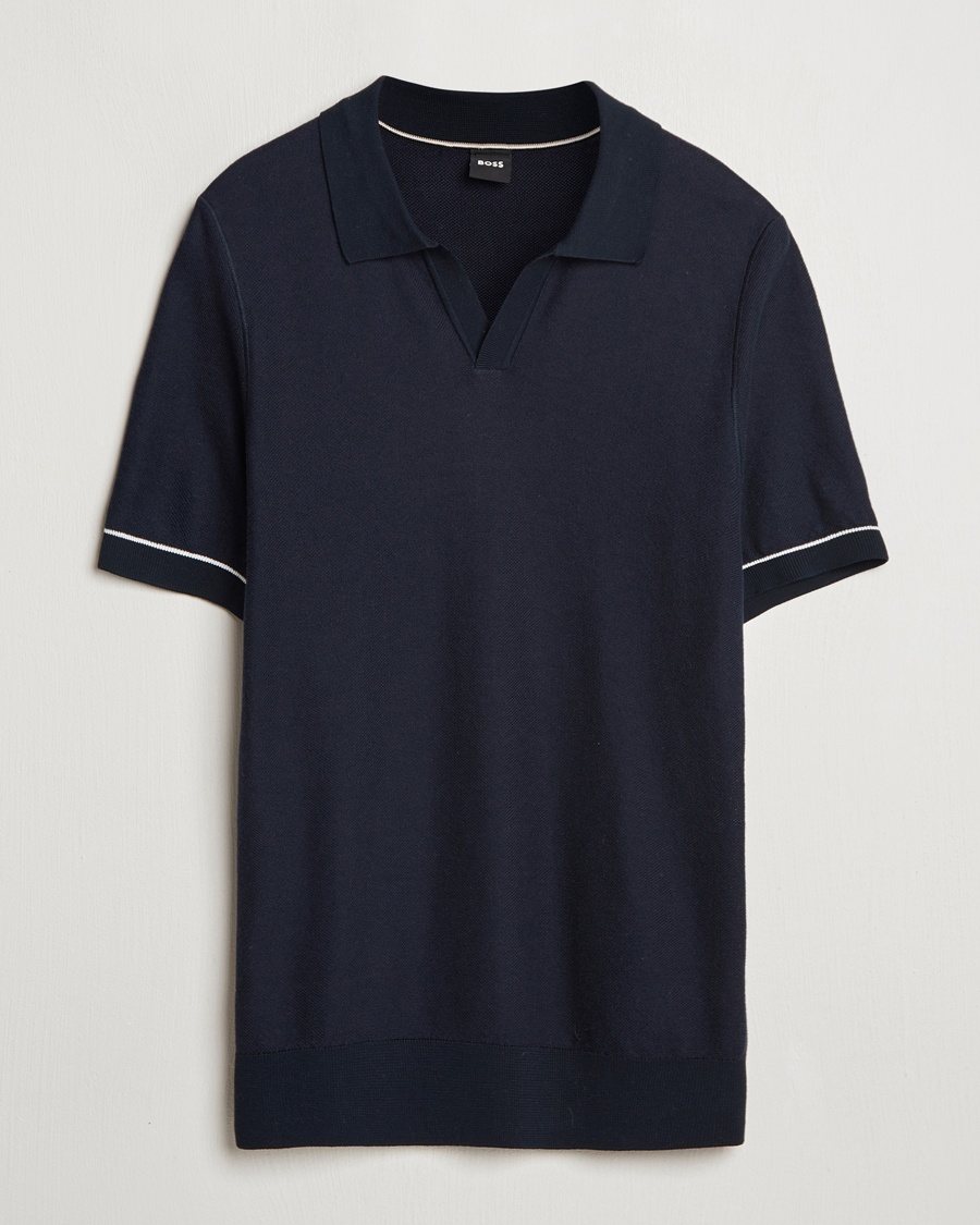 Herren | Poloshirt | BOSS BLACK | Jianluca Cotton/Lyocell Knitted Polo Dark Blue