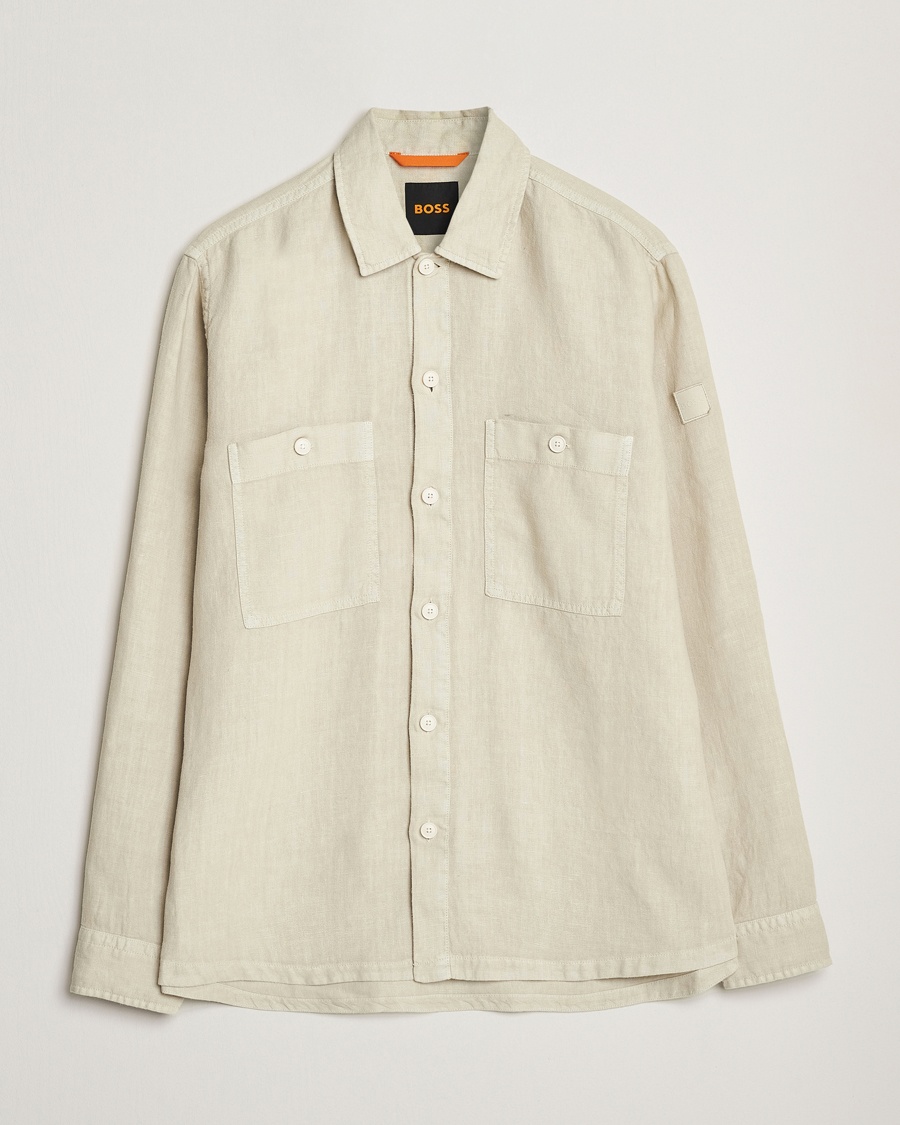 Herren | BOSS ORANGE | BOSS ORANGE | Locky Linen Overshirt Light Beige