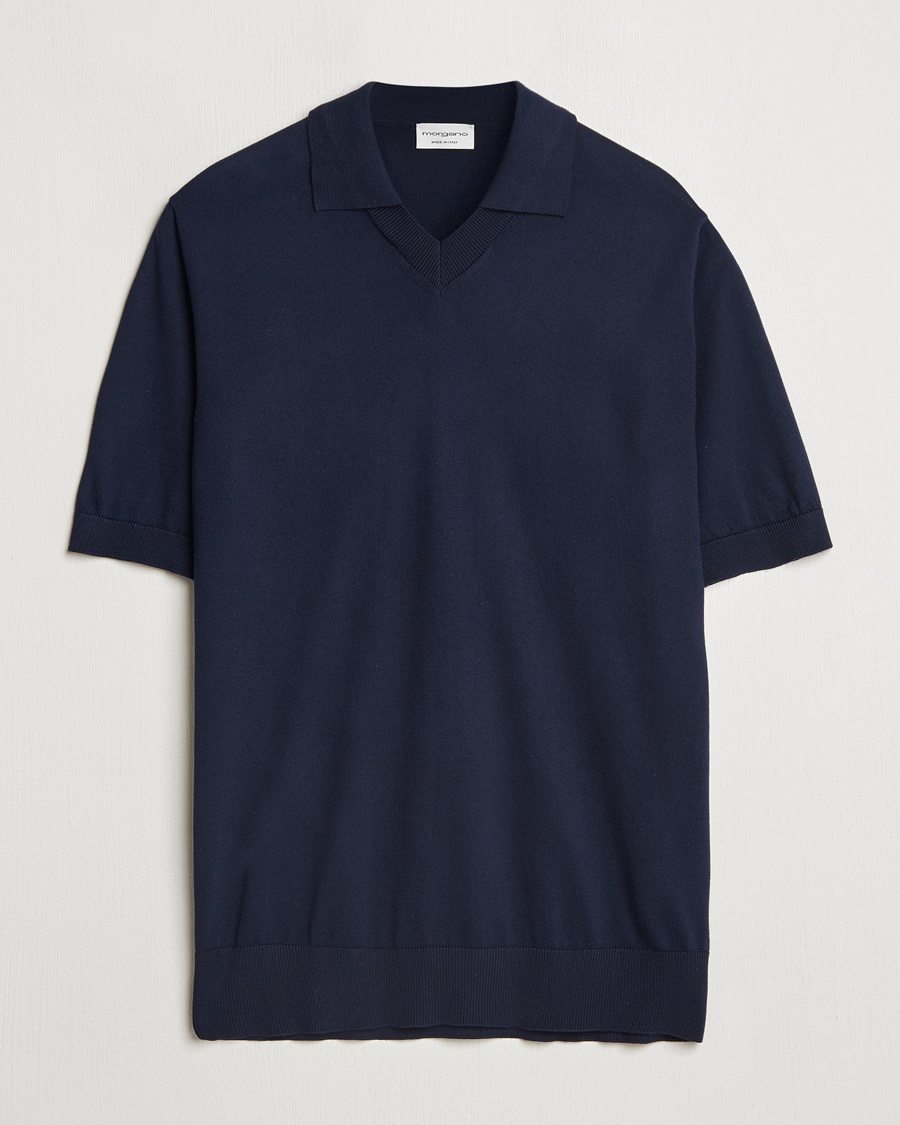 Herren | Kurzarm-Poloshirts | Morgano | Knitted Organic Cotton Polo Navy