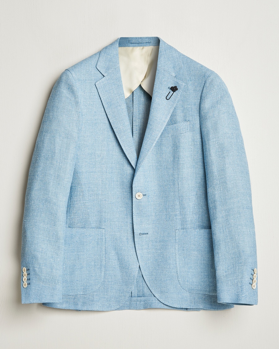 Herren | Lardini | Lardini | Linen Crepe Canvas Blazer Light Blue