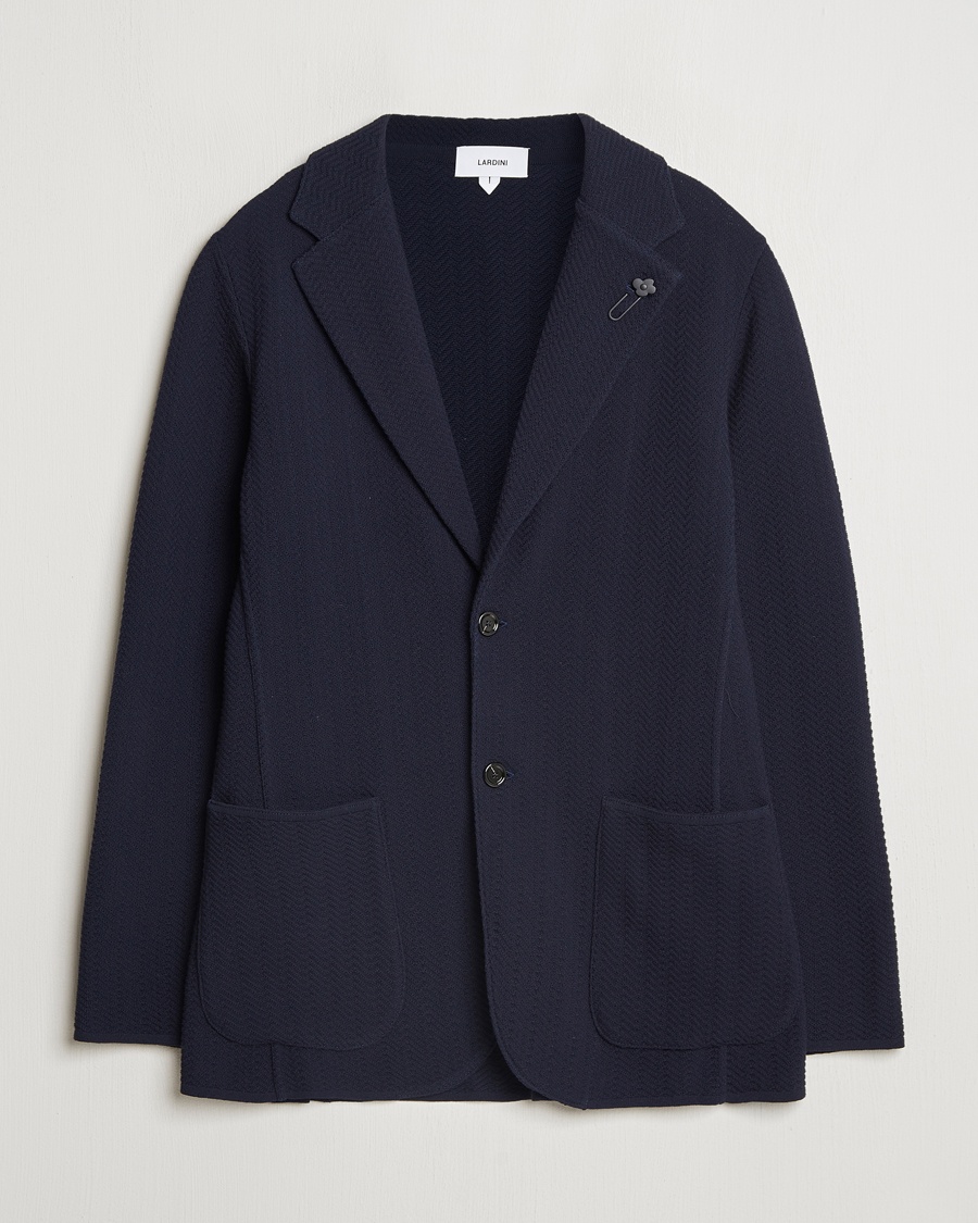 Herren | Lardini | Lardini | Knitted Cotton Structured Blazer Navy