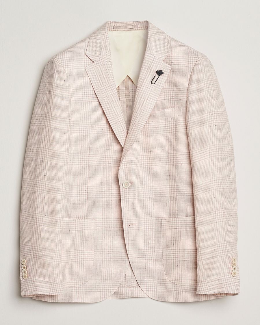 Herren | Lardini | Lardini | Linen/Wool Glencheck Blazer Pink