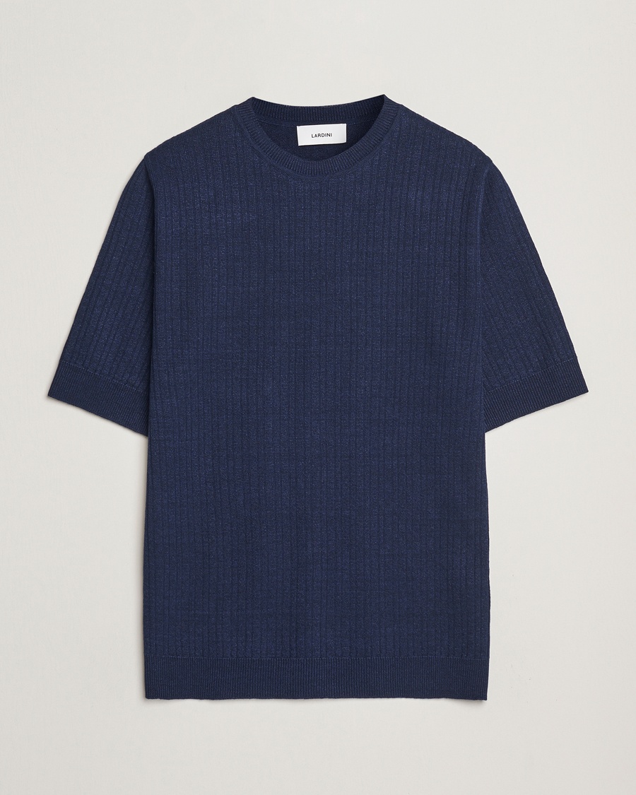 Herren | Lardini | Lardini | Knitted Linen/Cotton T-Shirt Navy