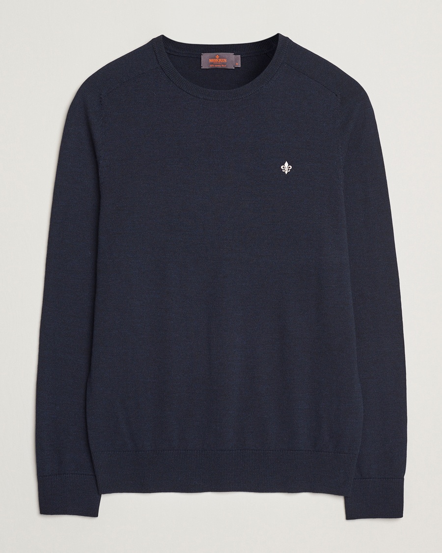 Morris Merino O-Neck Navy – Blau