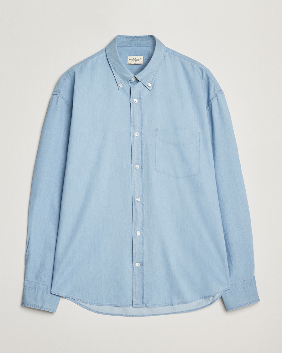 Herren | Business & Beyond - Casual | GANT 240 Mulberry Street | Oversized Lux Indigo Shirt Light Blue
