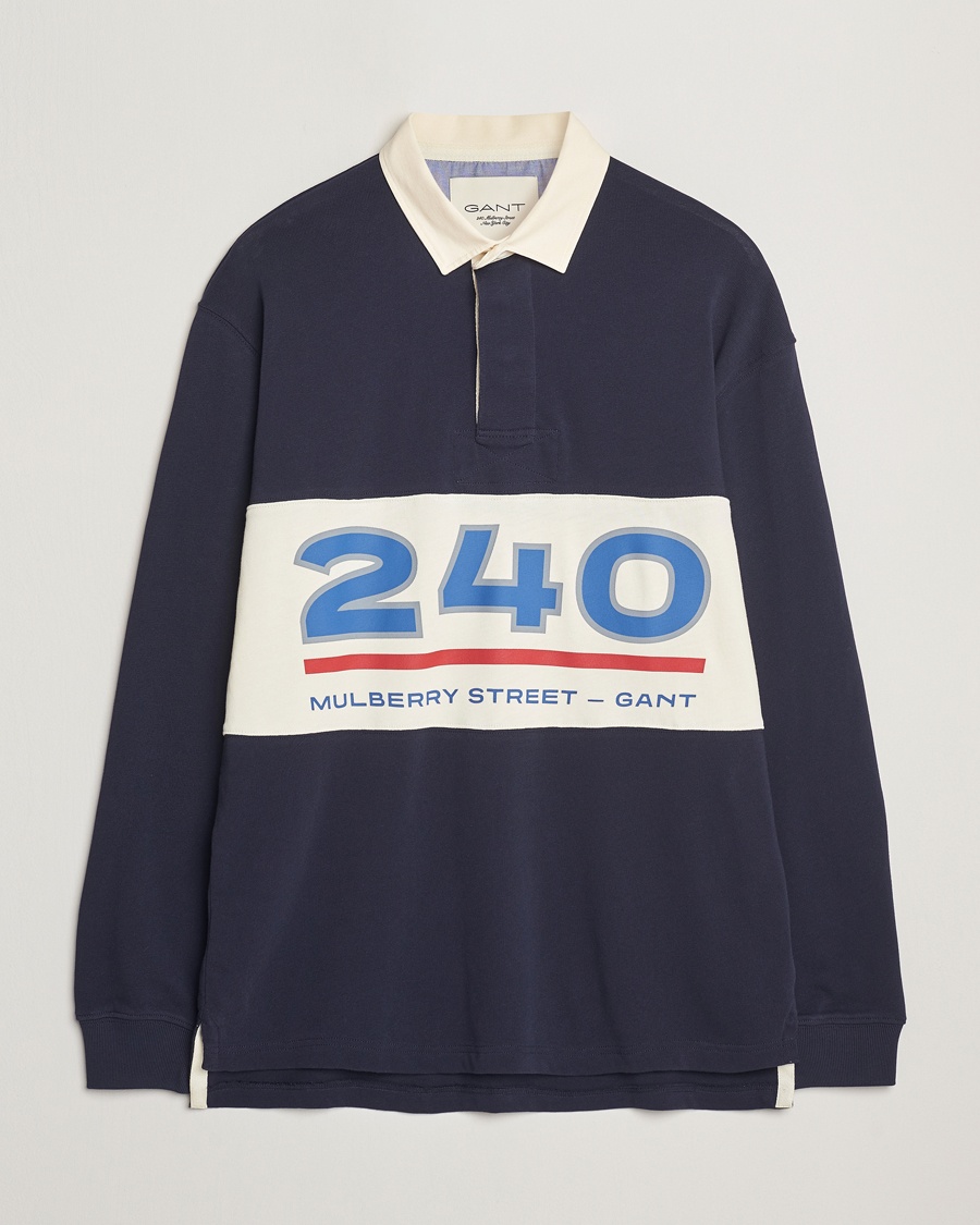 Herren | Rugbypullover | GANT 240 Mulberry Street | Graphic Block Heavy Rugger Evening Blue