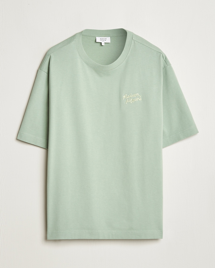 Herren | Maison Kitsuné | Maison Kitsuné | Handwriting Embroidery T-Shirt Vert De Gris