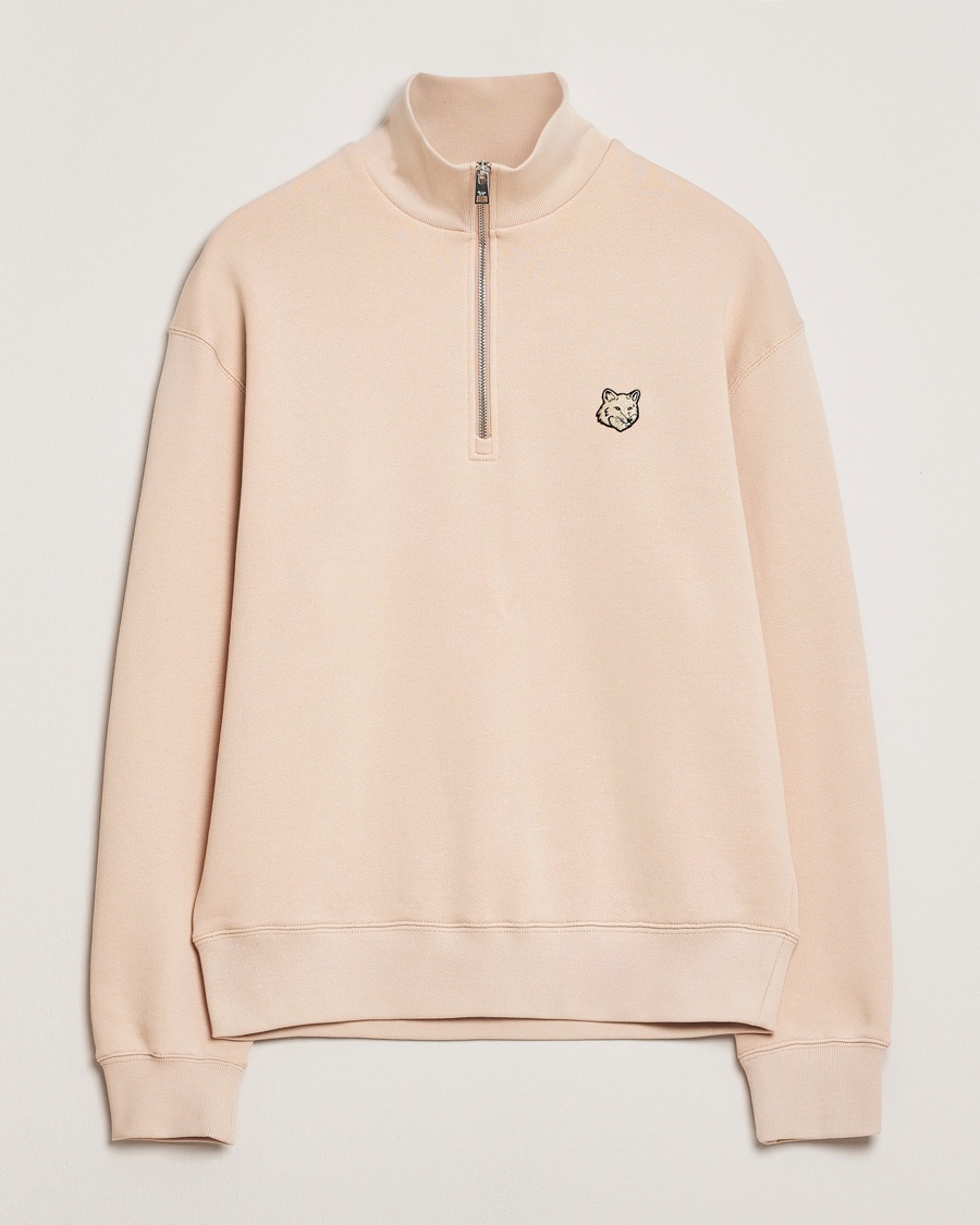 Herren | Maison Kitsuné | Maison Kitsuné | Tonal Fox Head Half Zip Sweatshirt Smoke Beige