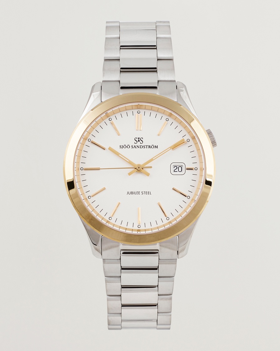 Sjöö Sandström Jubilee Steel Quartz 40mm Gold Bezel White/Steel – Silber