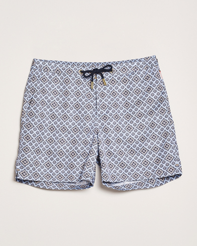 Herren | Badeshorts mit Schnürung | Orlebar Brown | Bulldog Drawcord Paisley Swimshorts Wave Blue