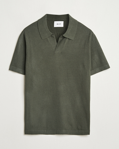 Herren | Neue Produktbilder | NN07 | Ryan Cotton/Linen Polo Croc Green