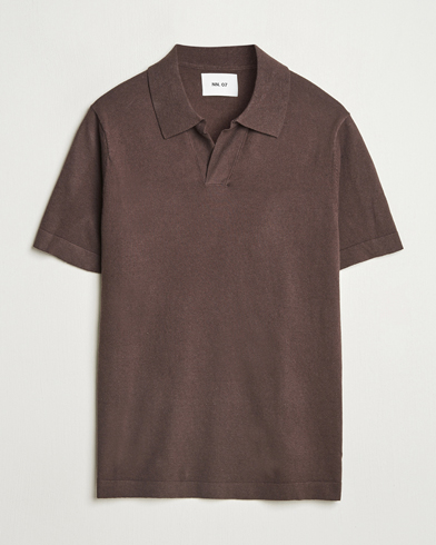 Herren | Neue Produktbilder | NN07 | Ryan Cotton/Linen Polo Coffee