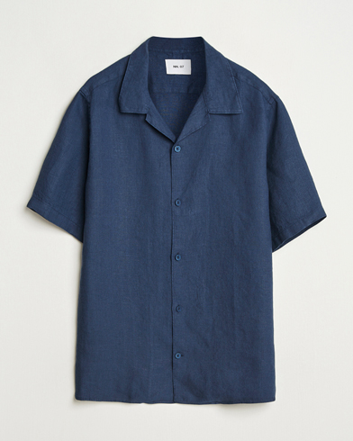 Herren | Neue Produktbilder | NN07 | Julio Linen Resort Shirt Navy Blue