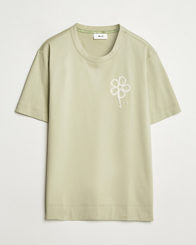 Herren | Neue Produktbilder | NN07 | Pedro Embroidered Flower T-Shirt Sage Green