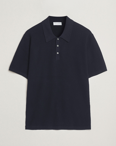 Herren | Neue Produktbilder | Tiger of Sweden | Reid Structured Knitted Polo Bruised Blue