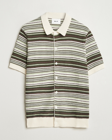 Herren | Neu im Onlineshop | NN07 | Nolan Knitted Striped Short Sleeve Shirt Multi