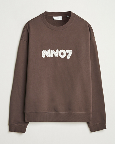 Herren | Neue Produktbilder | NN07 | David Rope Logo Crew Neck Sweatshirt Coffee