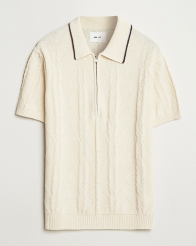 Herren | Neue Produktbilder | NN07 | Gustav Bouclé Half Zip Polo Ivory