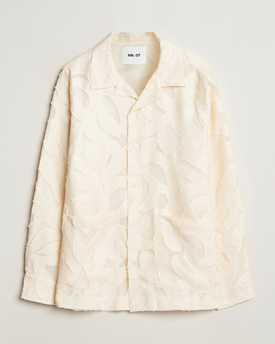 NN07 Hank Fil-Coupé Jacquard Overshirt Off White – Weiß
