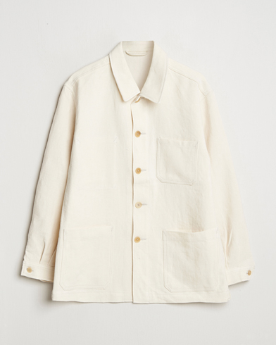 Herren | Stilvolle Jacken | Kamakura Shirts | Linen French Worker Jacket Off White