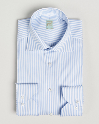 Stenströms 1899 Striped Cotton Twill Shirt Blue/White – Blau