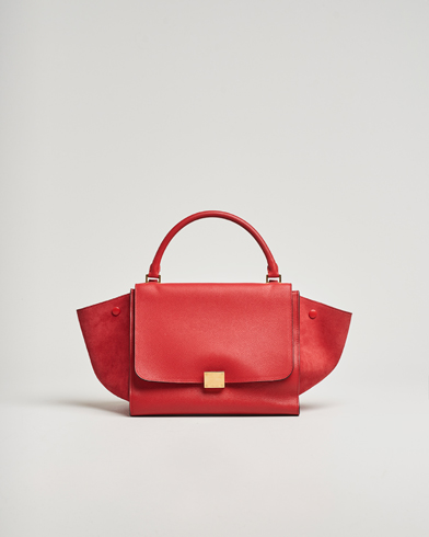 Herren | | Celine Pre-Owned | Trapeze Leather Suede Handbag Red Medium