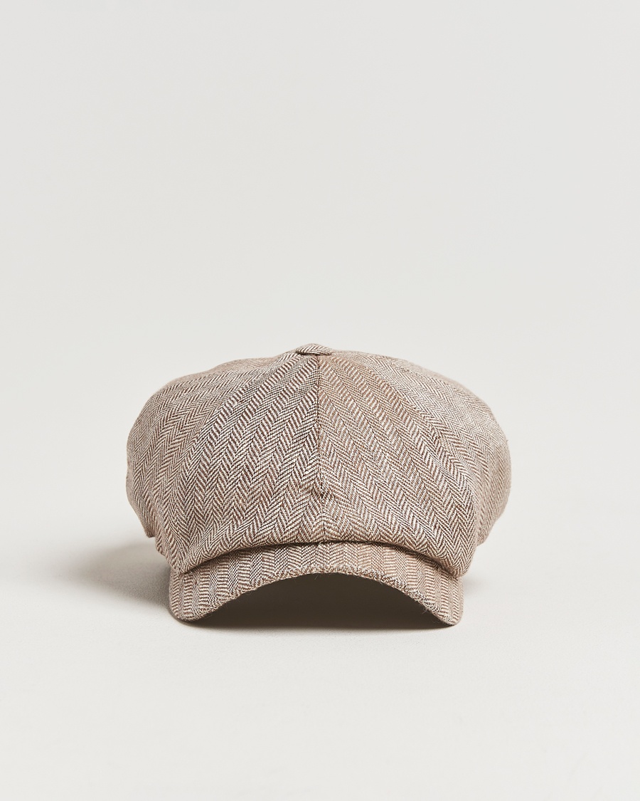Wigéns Newsboy Classic Linen Herringbone Cap Brown – Braun