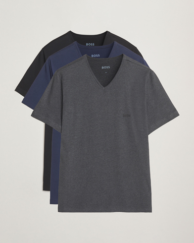 Herren | Multipack | BOSS BLACK | 3-Pack V-Neck T-Shirt Black/Blue/Grey