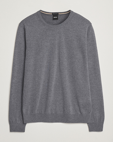 BOSS BLACK Leno Wool Crew Neck Pullover Medium Grey – Grau