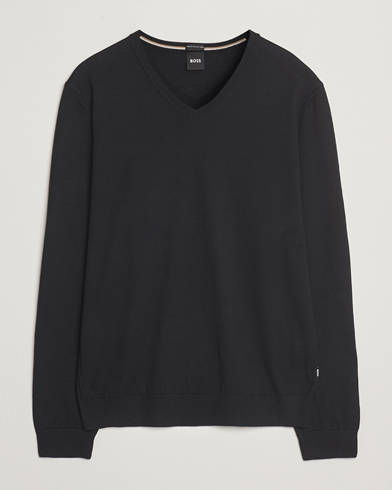 Herren | V-Ausschnitt | BOSS BLACK | Melba Wool V-Neck Pullover Black