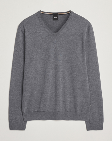 Herren | Neu im Onlineshop | BOSS BLACK | Melba Wool V-Neck Pullover Medium Grey
