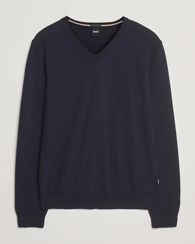 Herren | Neu im Onlineshop | BOSS BLACK | Melba Wool V-Neck Pullover Dark Blue