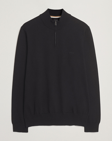 Herren | Half-zip | BOSS BLACK | Padro Cotton Knitted Half Zip Black
