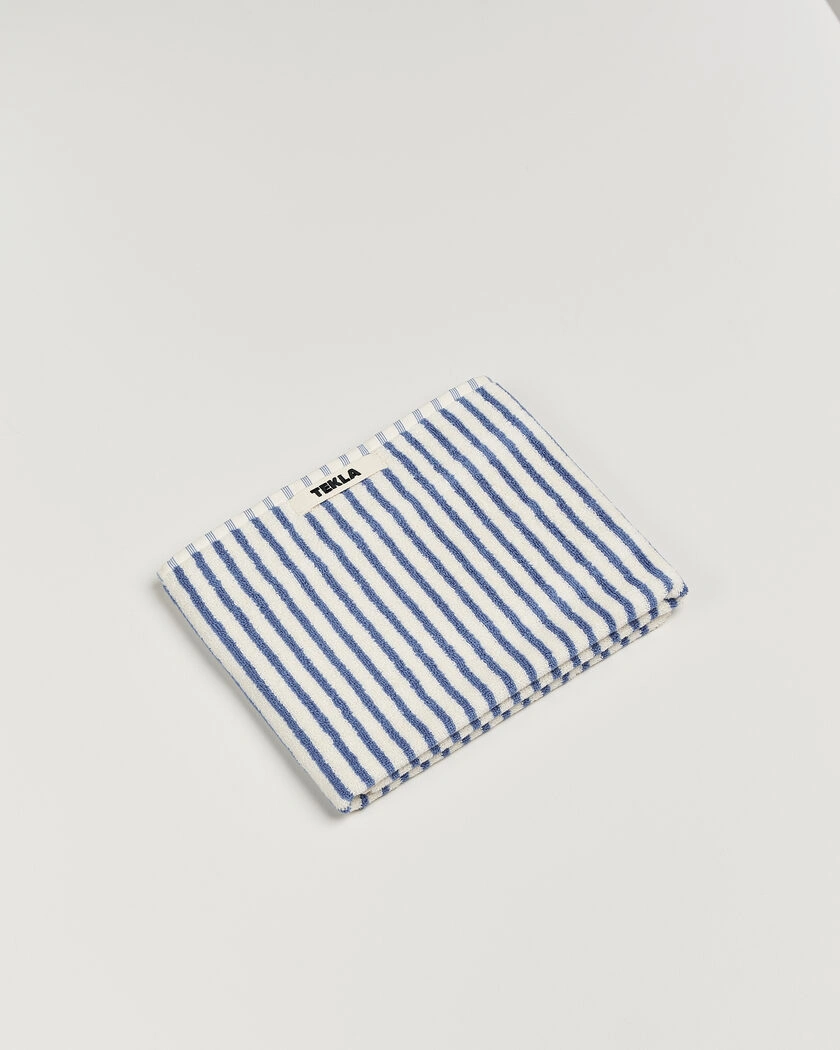 Tekla Organic Terry Hand Towel Coastal Blue Stripes – Blau