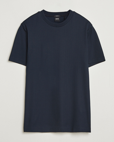 BOSS BLACK Thompson Structured Crew Neck T-Shirt Dark Blue – Blau