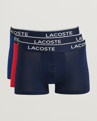 Lacoste 3-Pack Stretch Cotton Trunks Navy/Blue/Red – Blau