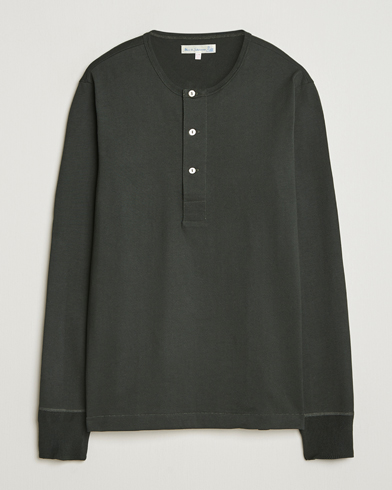 Merz b. Schwanen Classic Fit Sturdy Organic Cotton Henley Forest Green – Grün