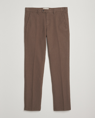 Gant Slim Fit Cotton Herringbone Trousers Rich Brown – Braun
