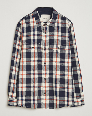 Gant Heavy Twill Checked Overshirt Evening Blue – Blau