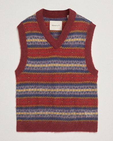 Gant Brushed Fair Isle Vest Plumped Red – Rot