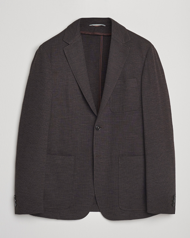 Canali Wool Houndstooth Jersey Blazer Dark Brown – Braun