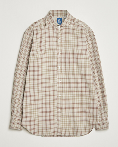 Herren | Finamore Napoli | Finamore Napoli Gaeta Flannel Sport Shirt Beige Check